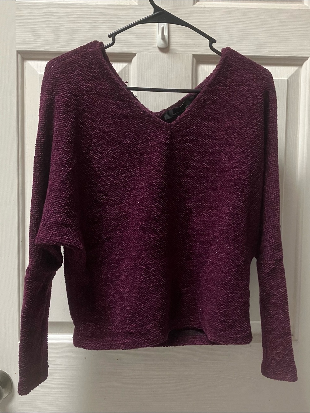 White House Black Market V-Neck Chenille Pullover Sweater - Small